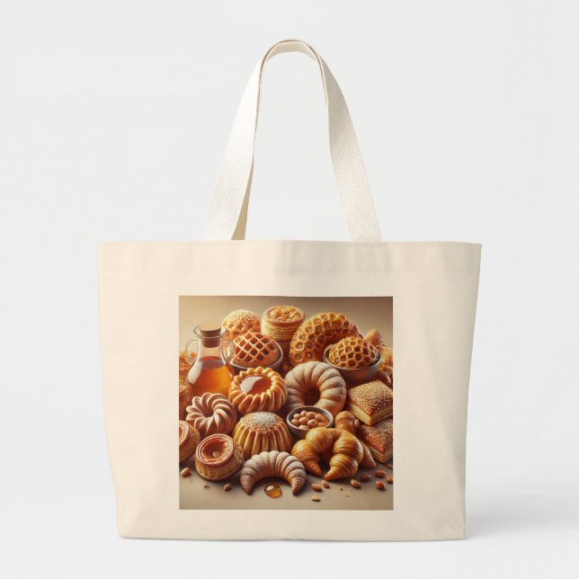 Luxury Pastry-Themed Large Tote Bag (Front)