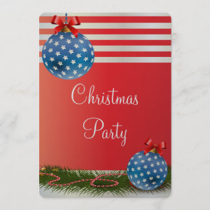 Luxury Patriotic Stars and Stripes Christmas Party Invitation