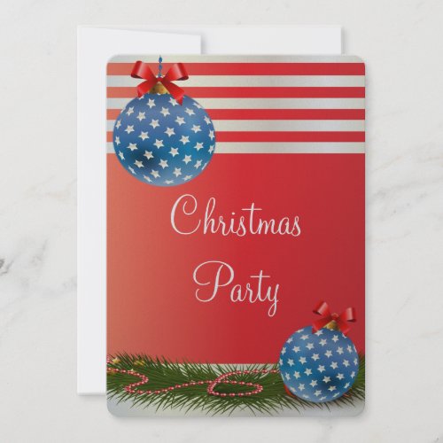 Luxury Patriotic Stars and Stripes Christmas Party Invitation