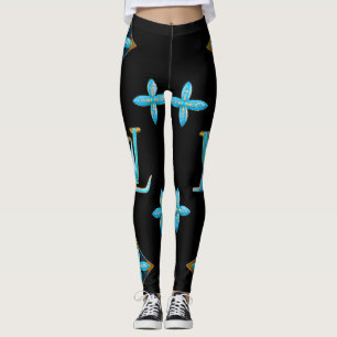 Luxury Pattern Leggings Blue Gold