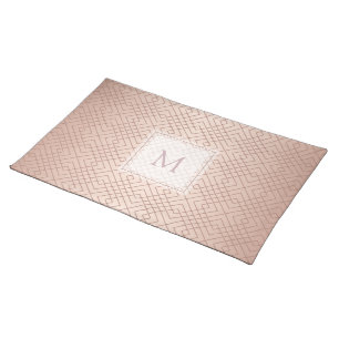 Luxury pattern Rose Gold Monogram Cloth Placemat