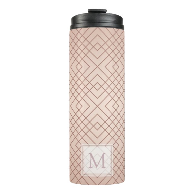 Luxury pattern Rose Gold Monogram Thermal Tumbler (Front)