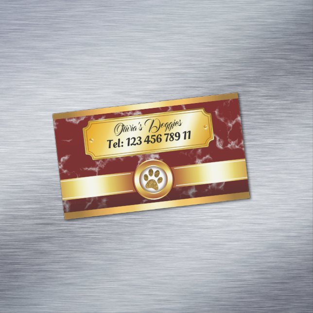 Luxury Paw Print Dog Walker Pet Sitter Business Card Magnet (In Situ)