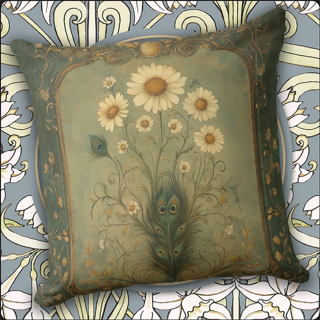 Luxury Peacock Feather Throw Pillow (Creator Uploaded)