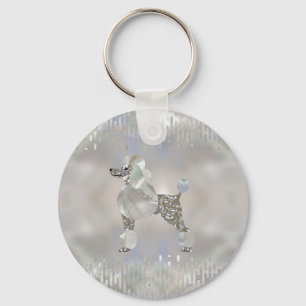 Luxury Pearl and Abalone Poodle Keychain
