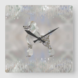 Luxury Pearl and Abalone Poodle Square Wall Clock