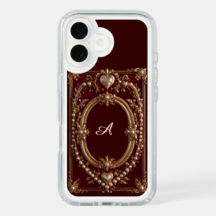 Luxury Pearl Heart Frame ✨ Elegant Gold Romantic iPhone 16 Case
