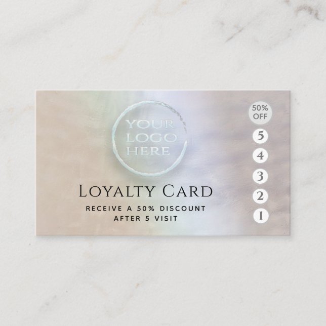 Luxury pearl  holographic custom logo loyalty card (Front)