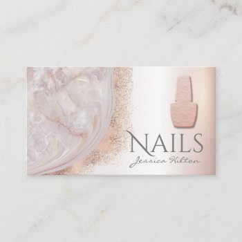 Luxury Pearl Rose Gold Agate Nail Salon Business Card by Makidzona at Zazzle