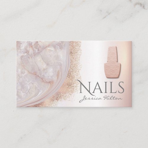 Luxury pearl rose gold agate Nail salon Business Card