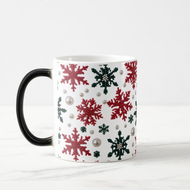 Luxury Pearl Snowflake Pattern Color Morphing Mug  (Left)