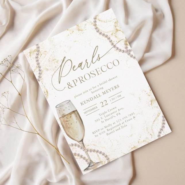 Luxury Pearls and Prosecco Bridal Shower Invitation (Creator Uploaded)
