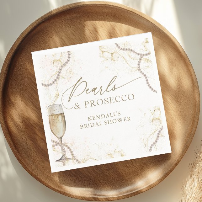 Luxury Pearls and Prosecco Bridal Shower Napkins (Creator Uploaded)