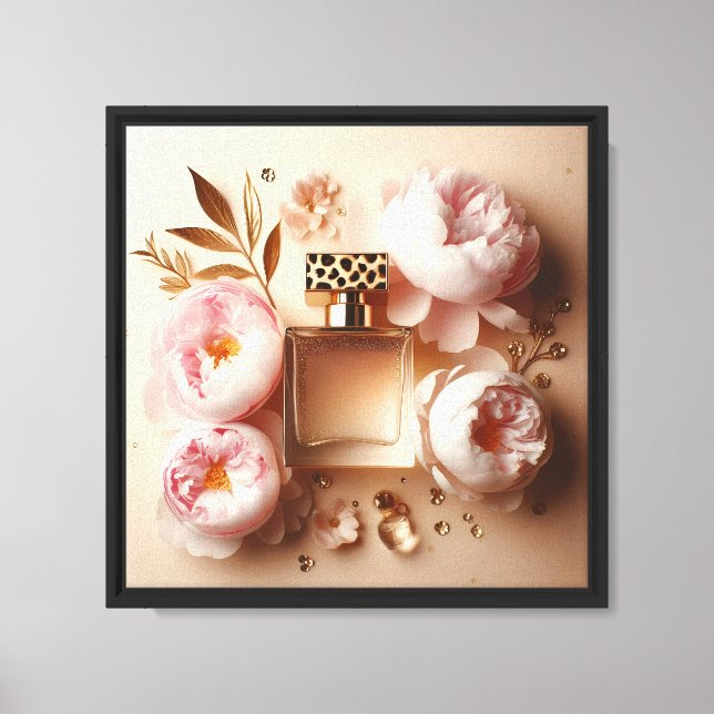Luxury Perfume & Peony Wall Art – Elegant Floral  (Front)