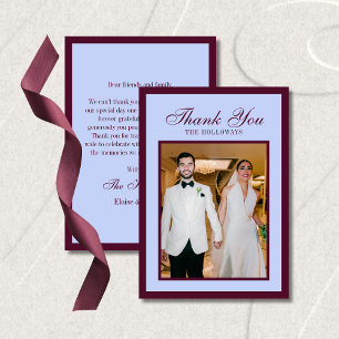 Luxury Periwinkle and Plum Flat Thank You Card