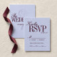 Luxury Periwinkle and Plum Formal Wedding Details RSVP Card