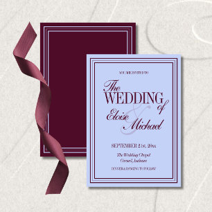 Luxury Periwinkle and Plum Formal Wedding  Invitation