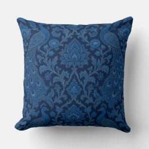 Luxury Persian deep Peacock Blue Pattern  Throw Pillow