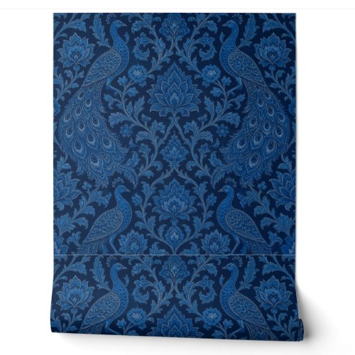 Luxury Persian deep Peacock Blue Pattern Wallpaper