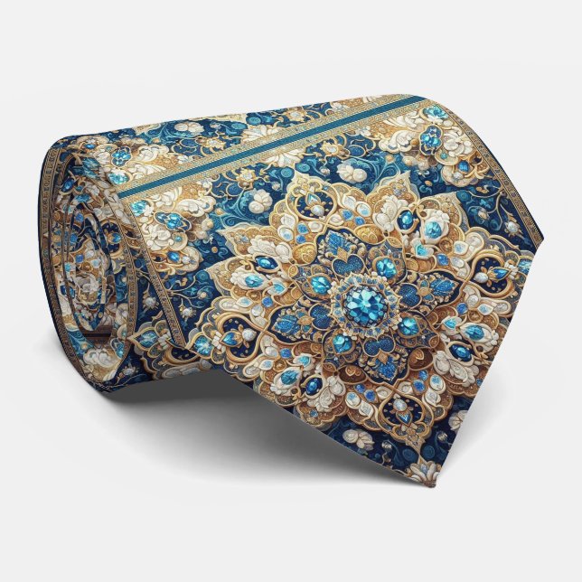 Luxury Persian Designer Style | Faux Silk Neck Tie (Rolled)