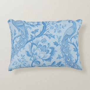 Luxury Persian Pale Peacock Blue Pattern Accent Pillow
