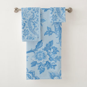 Luxury Persian Pale Peacock Blue Pattern Bath Towel Set
