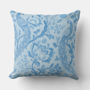 Luxury Persian Pale Peacock Blue Pattern Throw Pillow