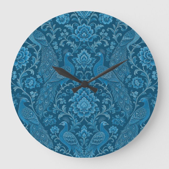 Luxury Persian This  Rich Peacock Blue Pattern  Large Clock (Front)