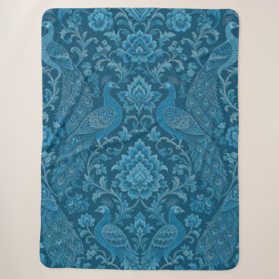 Luxury Persian This Rich Peacock Blue Pattern Sherpa Blanket