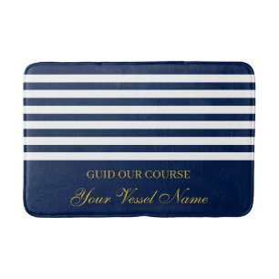 Luxury Personalised Nautical Stripes Boat Name Bath Mat
