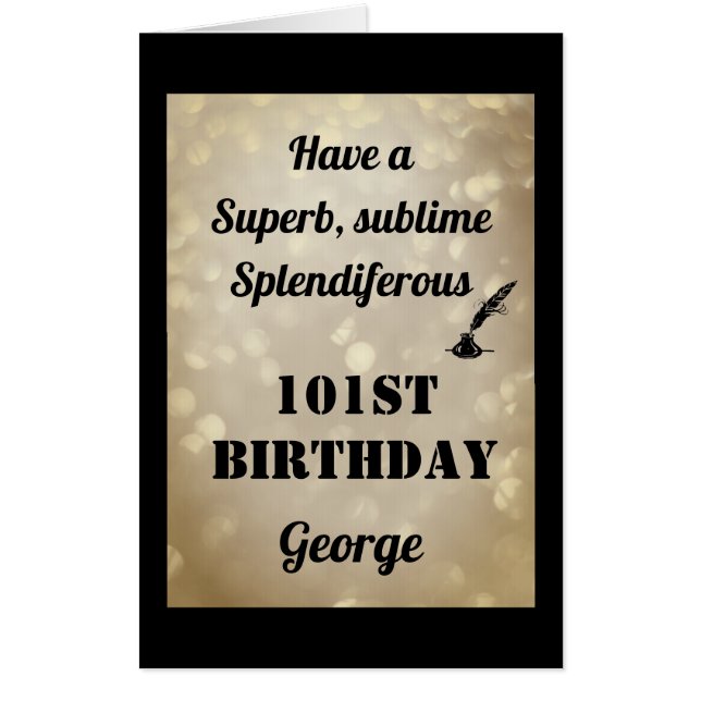 Luxury Personalised Sparkly 101st Birthday Card (Front)
