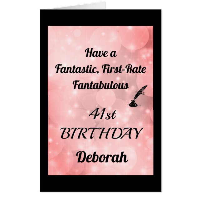 Luxury Personalised Sparkly 41st Birthday Card (Front)