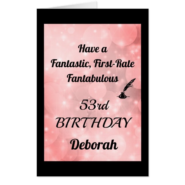 Luxury Personalised Sparkly 53rd Birthday Card (Front)
