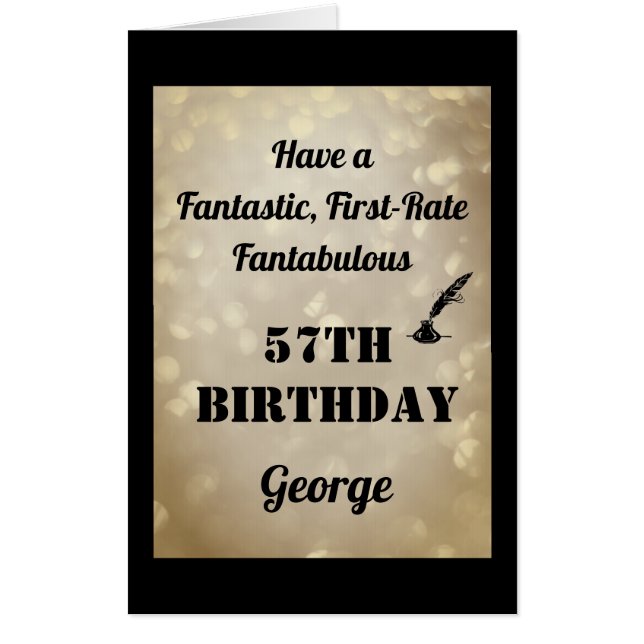 Luxury Personalised Sparkly 57th Birthday Card (Front)