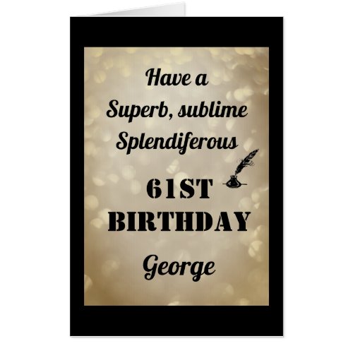 Luxury Personalised Sparkly 61st Birthday Card