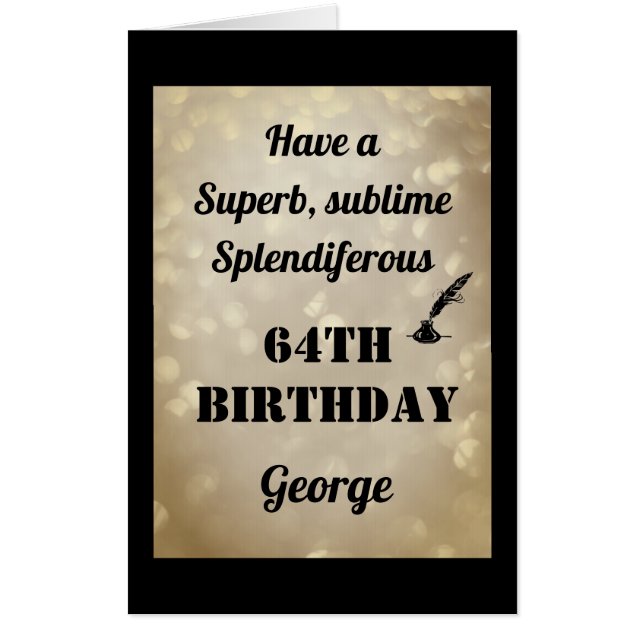 Luxury Personalised Sparkly 64th Birthday Card (Front)