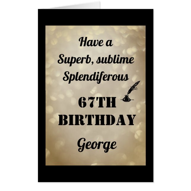 Luxury Personalised Sparkly 67th Birthday Card (Front)