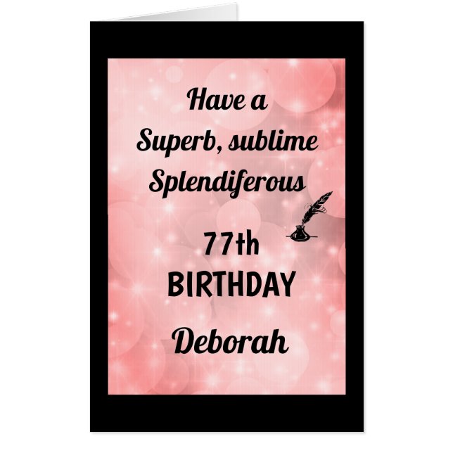 Luxury Personalised Sparkly 77th Birthday Card (Front)