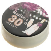 Luxury Personalized 30th Birthday Wine Rose Chocolate Covered Oreo (Angled)
