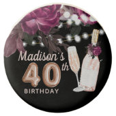 Luxury Personalized 40th Birthday Wine Rose Chocolate Covered Oreo (Front)