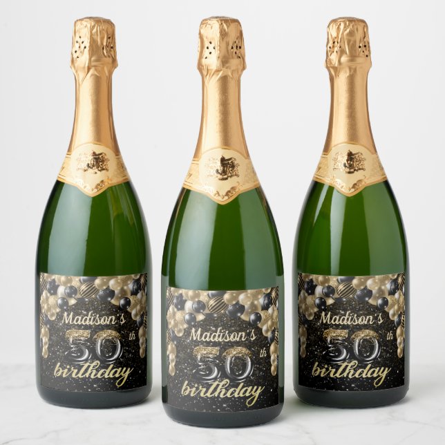 Luxury Personalized 50th Birthday Sparkling Wine Label (Bottles)