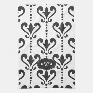 Luxury Personalized Black and White Kitchen Towel