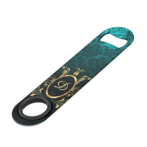 Luxury Personalized Damask gold Frame Bar Key