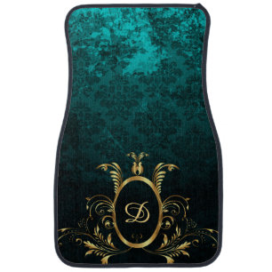 Luxury Personalized Damask gold Frame Car Floor Mat