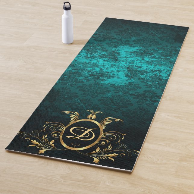 Luxury Personalized Damask gold Frame Yoga Mat (In Situ)