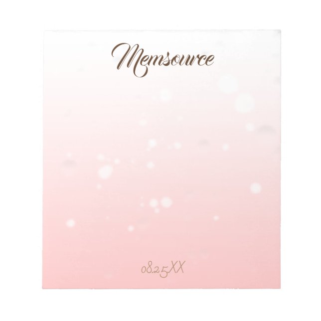 Luxury Personalized Gift. Luxury Personalized Pink Notepad (Front)