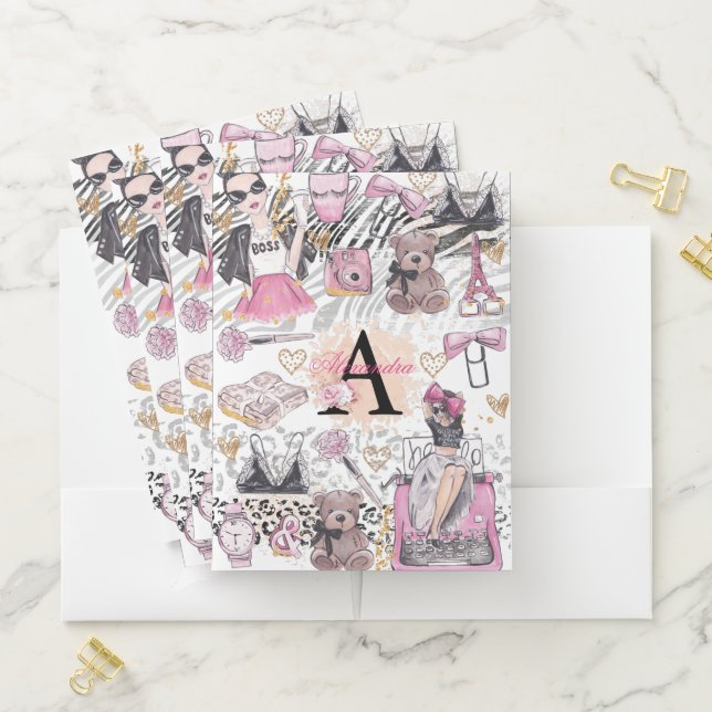 Luxury Personalized Girl Boss Pocket Folder (In Situ)