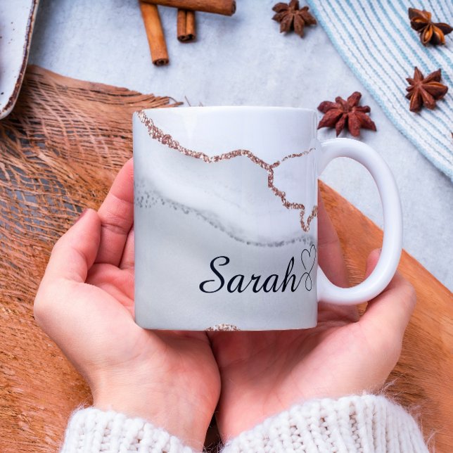 Luxury Personalized Grey Gold Abstract Marble Mug (Creator Uploaded)