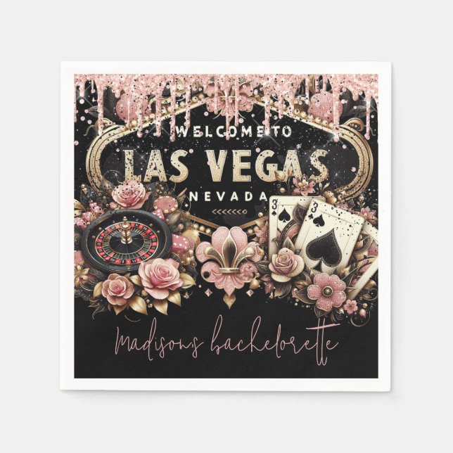 Luxury Personalized Las Vegas Bachelorette Napkins (Front)
