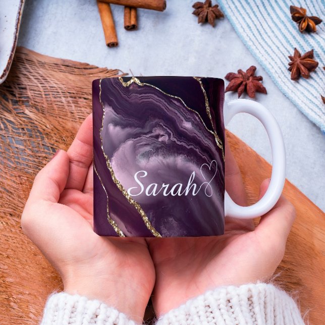 Luxury Personalized Maroon &Gold Marble Coffee Mug (Creator Uploaded)